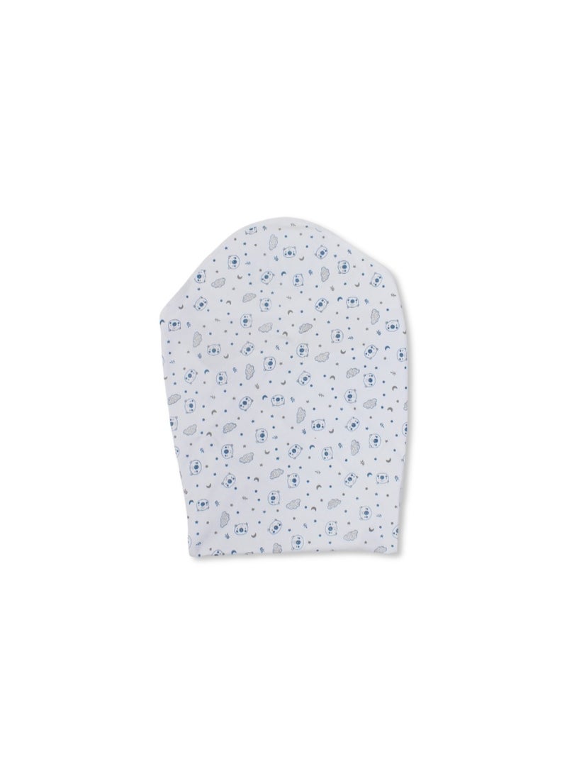 Berceau Cotton Baby Blanket – Off-White & Indigo with "Cute Teddy" Print - Image 2